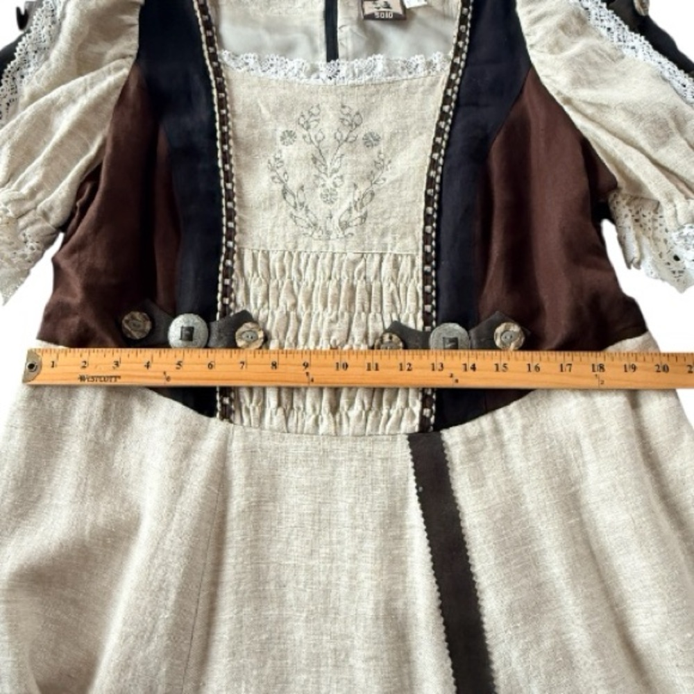 Solo German Dirndl Oktoberfest House Dress Linen Sz 18-20 Lagenlook Costume Art - Picture 3 of 10